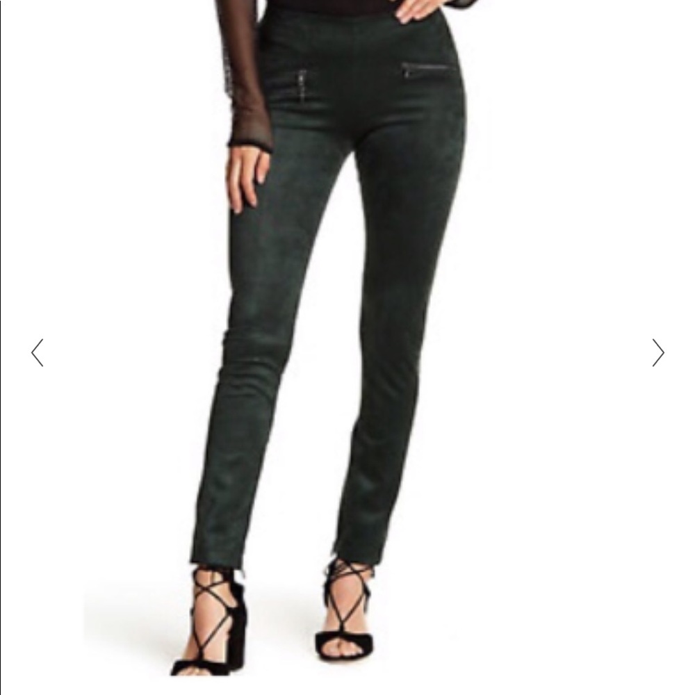 Bcbg black suede leggings with zipper